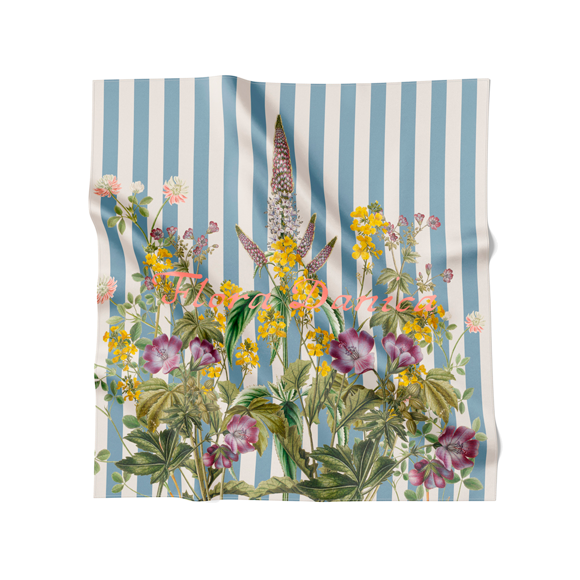 Flora Danica Denmark Striped Flower Meadow silketørklæde Small scarf Striped Flower Meadow Blue/white