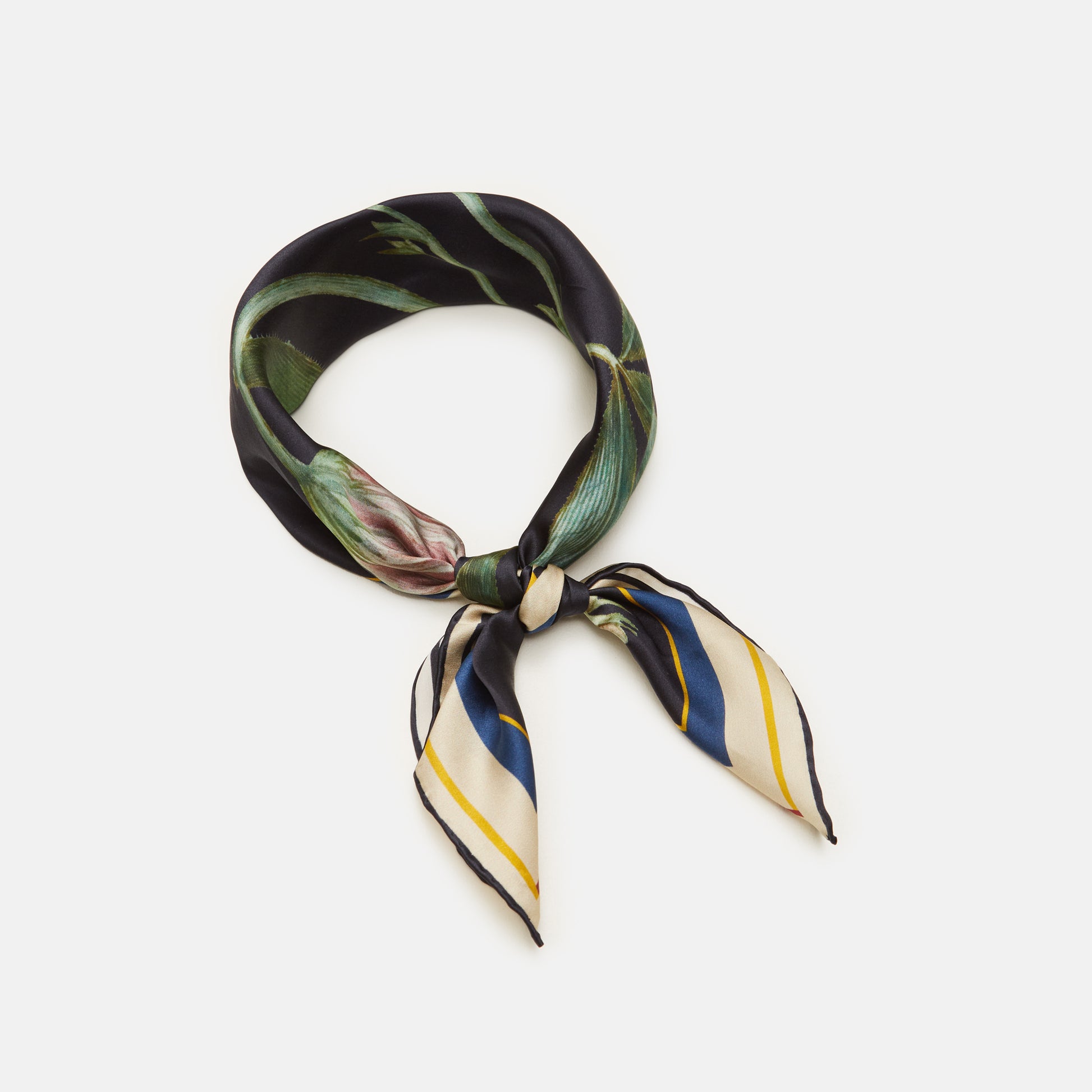 Flora Danica Denmark Trifolium silketørklæde Small scarf Trifolium off-black/yellow