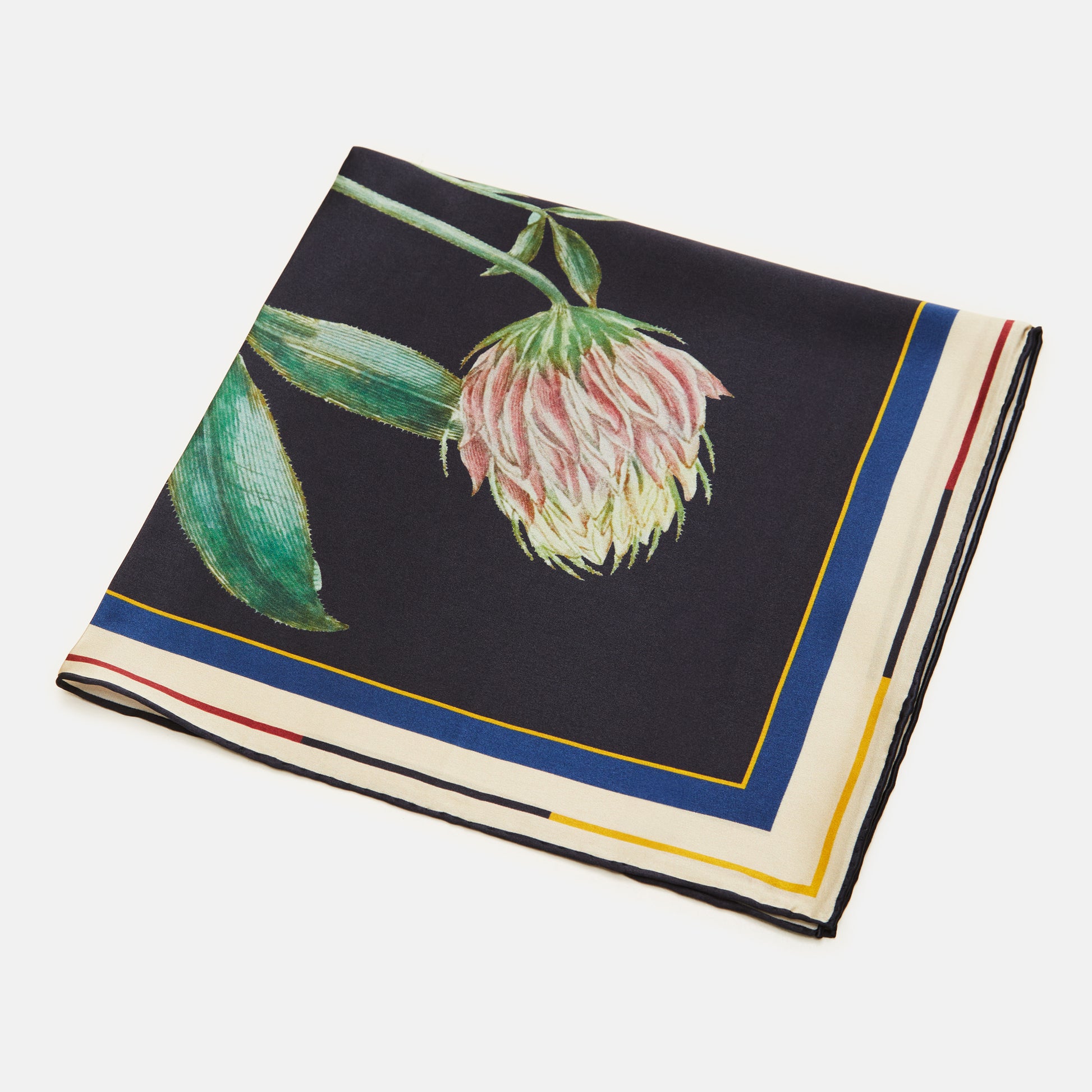 Flora Danica Denmark Trifolium silketørklæde Small scarf Trifolium off-black/yellow