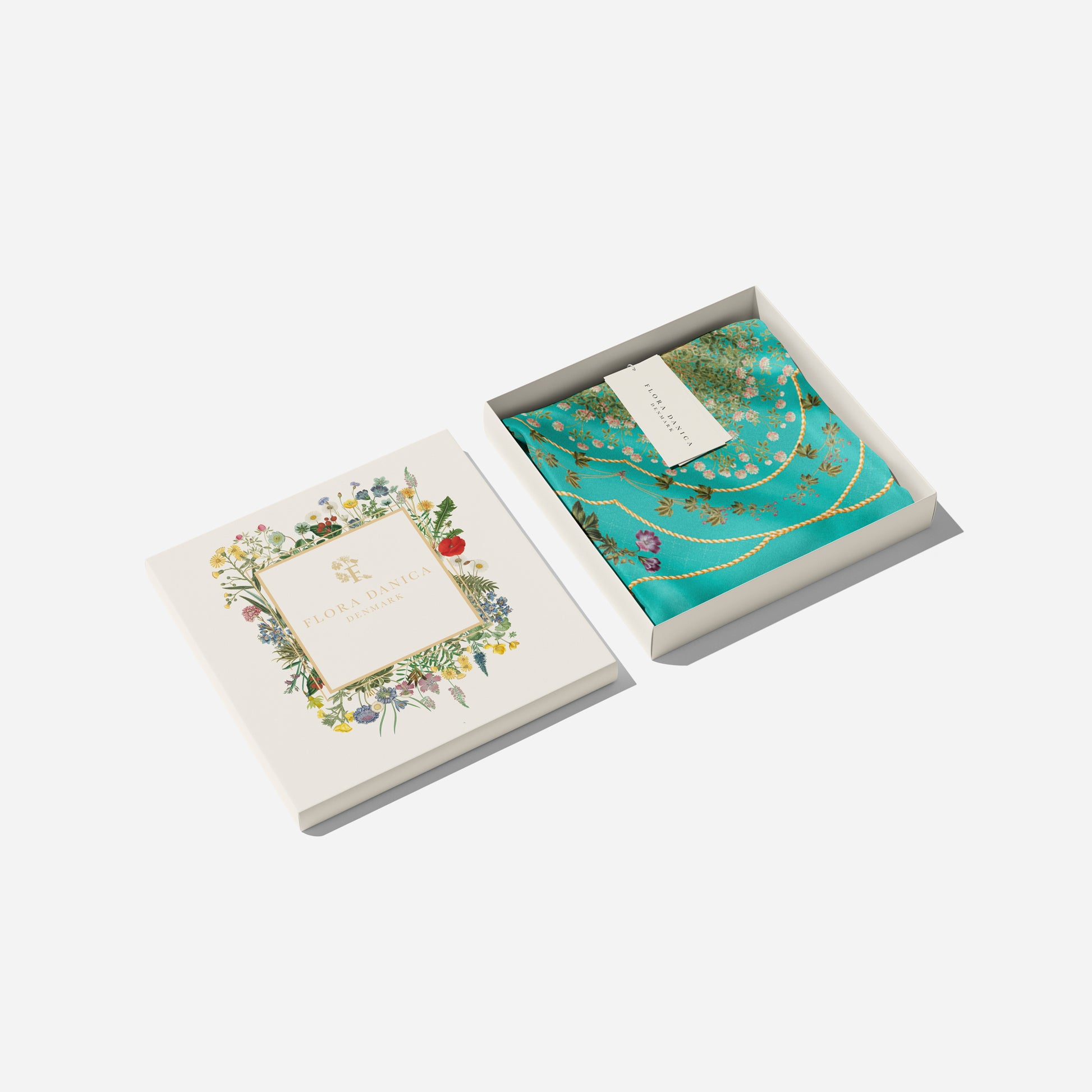 Flora Danica Denmark Turquoise Flower Feeling silketørklæde Small scarf Turquoise Flower Feeling