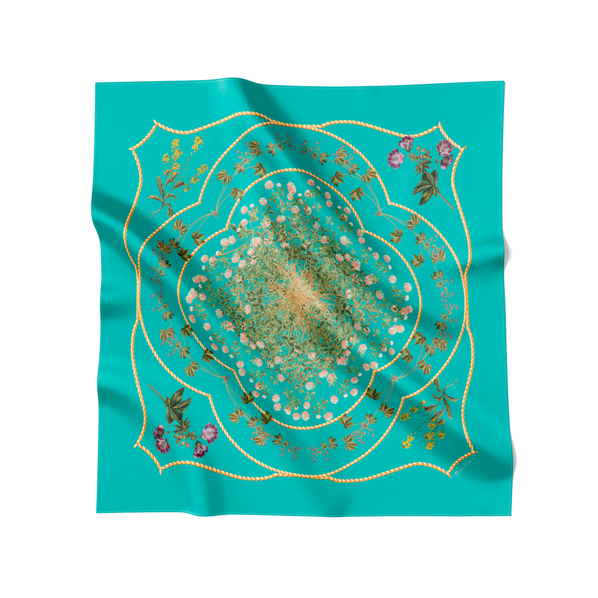 Flora Danica Denmark Turquoise Flower Feeling silketørklæde Small scarf Turquoise Flower Feeling