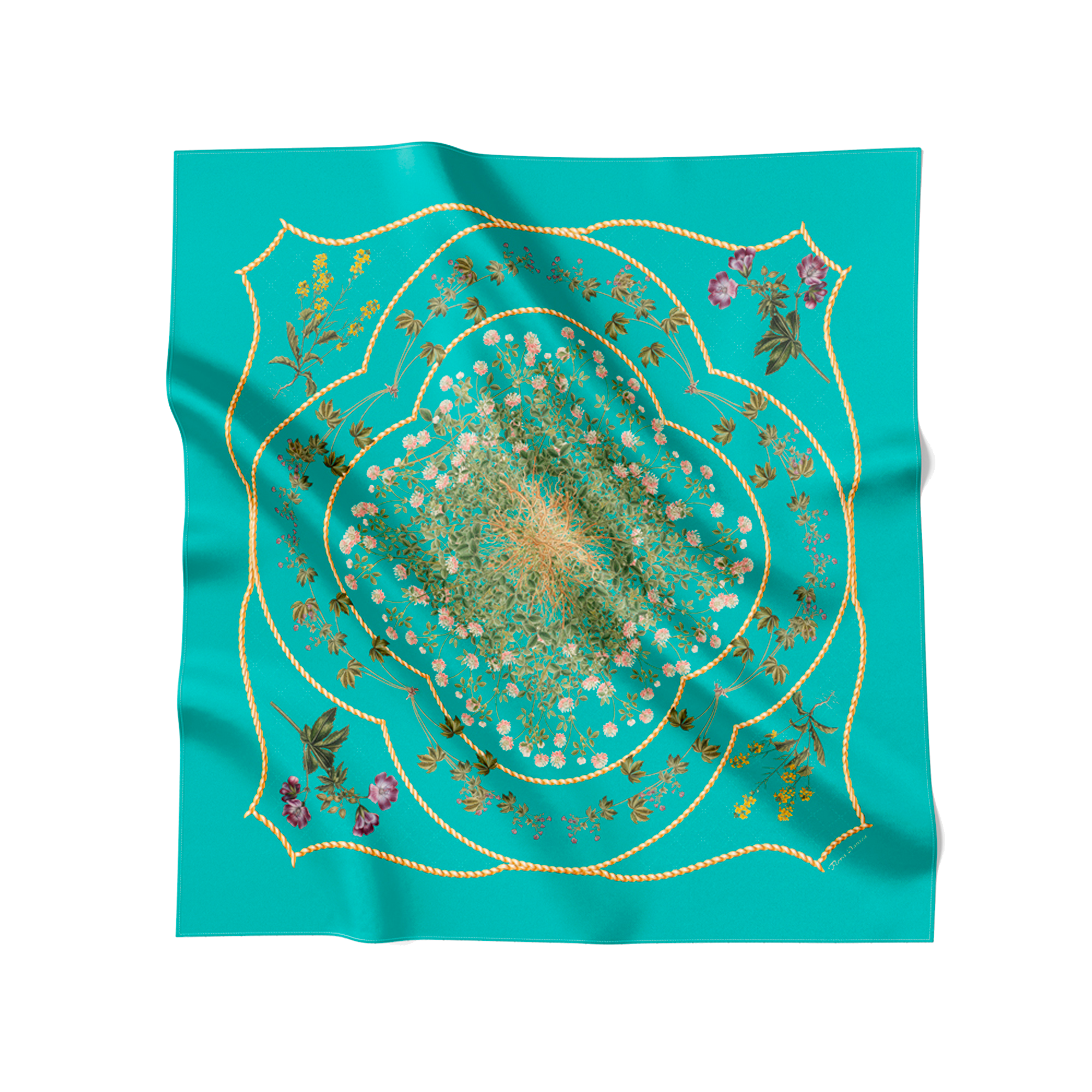 Flora Danica Denmark Turquoise Flower Feeling silketørklæde Small scarf Turquoise Flower Feeling