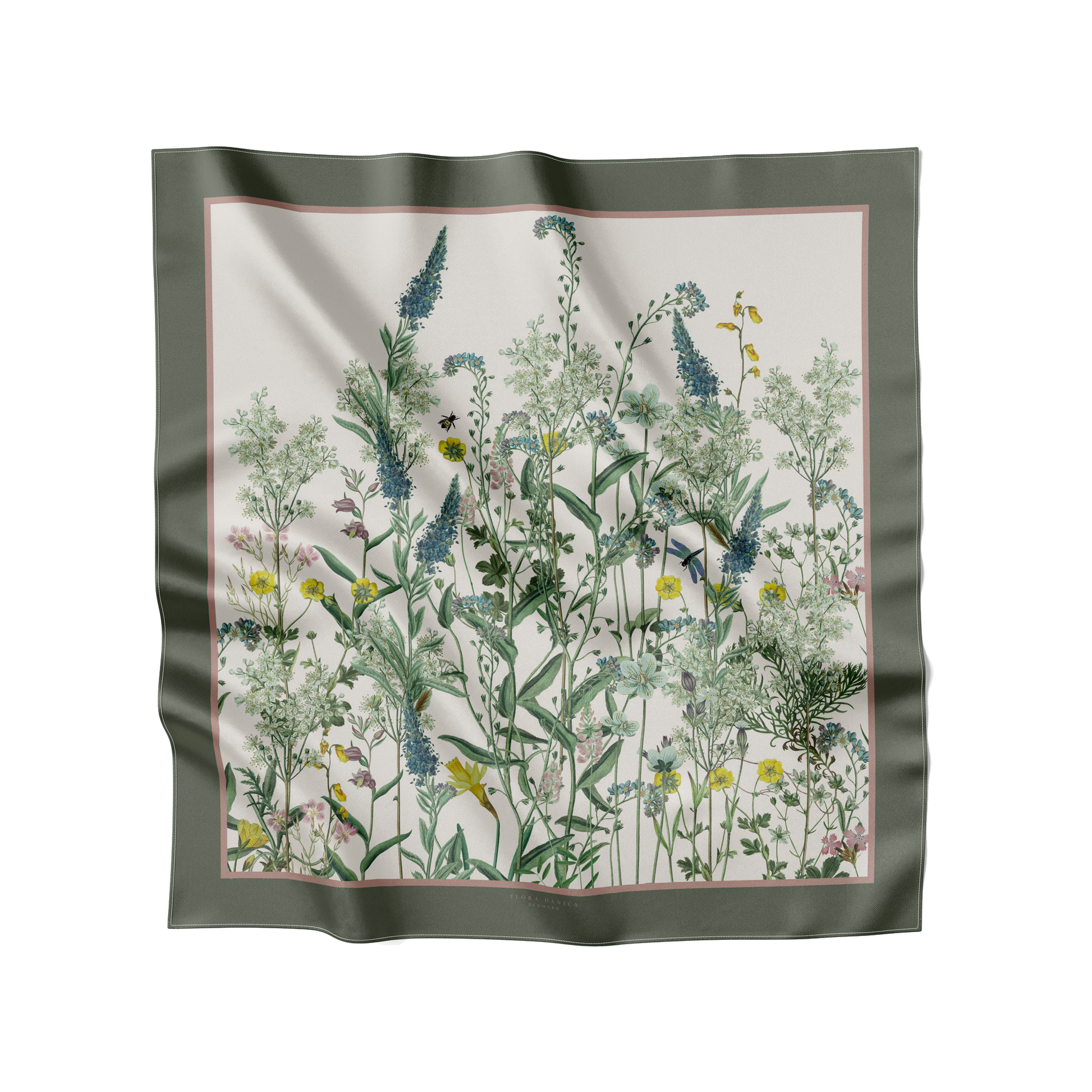 Flora Danica Denmark Wild Bloom 70 silketørklæde Medium Dobbeltsided scarf Wild-Bloom Green