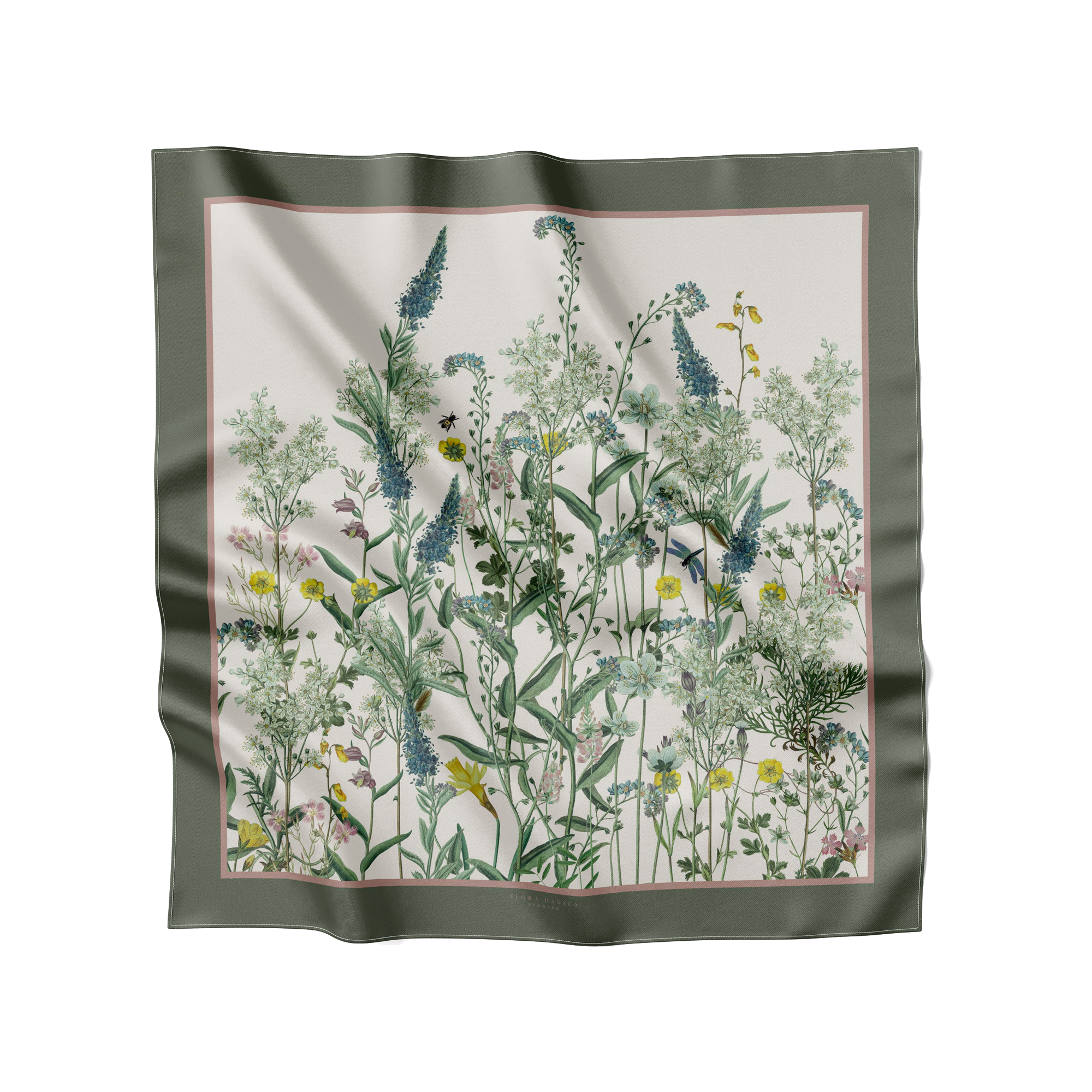 Flora Danica Denmark Wild Bloom 70 silketørklæde Medium Dobbeltsided scarf Wild-Bloom Green