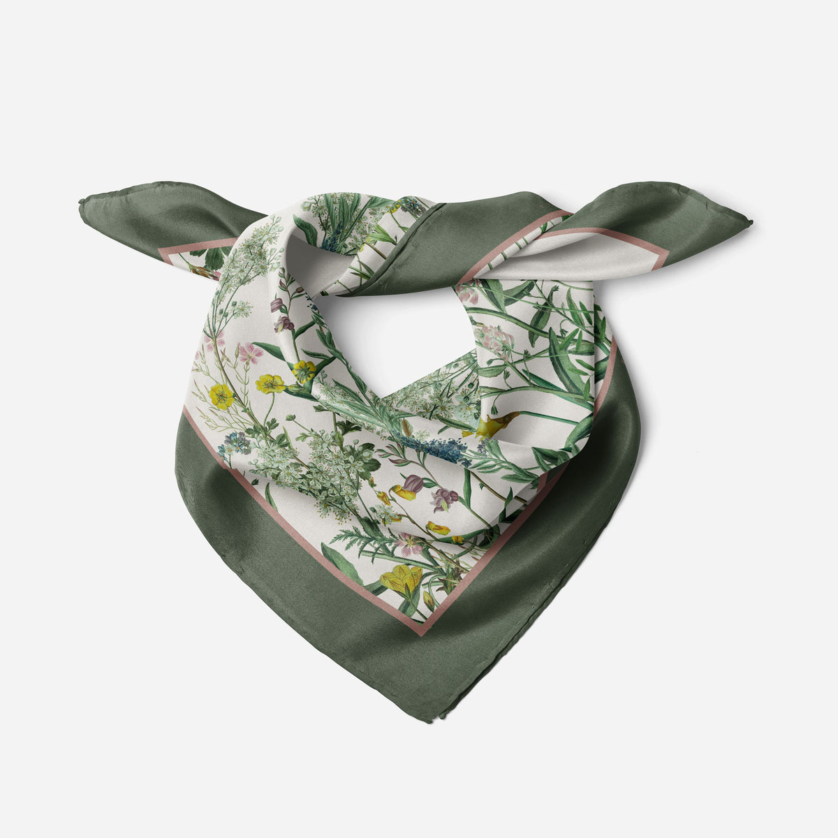 Flora Danica Denmark Wild Bloom 70 silketørklæde Medium Dobbeltsided scarf Wild-Bloom Green