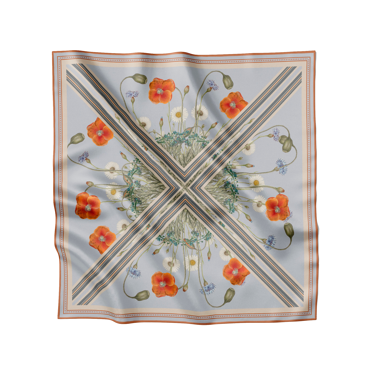 Flora Danica Denmark Wildframe 70 silketørklæde Medium Dobbeltsided scarf Blue Mist