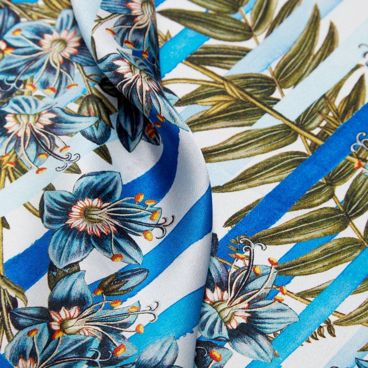 Royal Blue Striped silketørklæde - FLORA DANICA DENMARK
