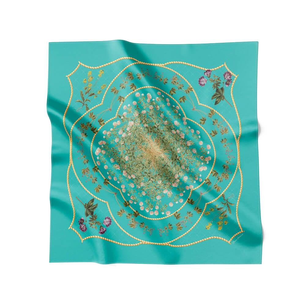 Turquoise Flower Feeling silketørklæde - FLORA DANICA DENMARK